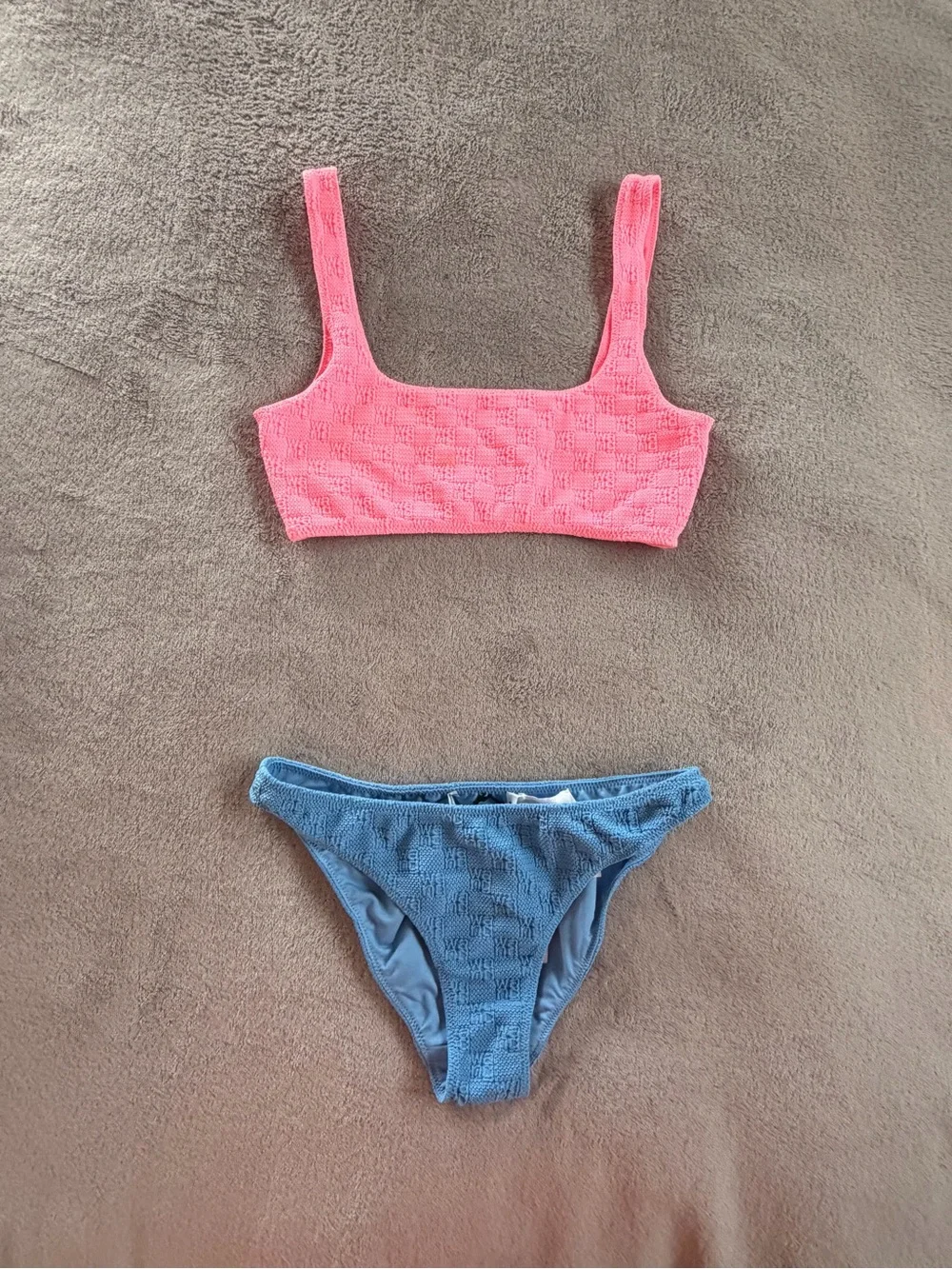 Alexander Wang Pink Blue Two Piece Bikini Set Swimsuit Size S